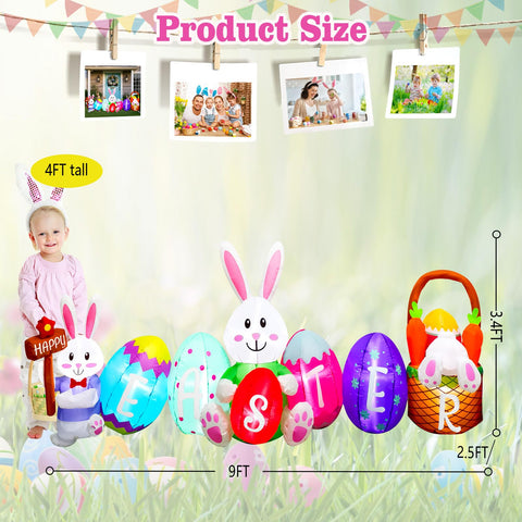 UniqSeason Easter eggs inflatable adds festive color to your lawn.