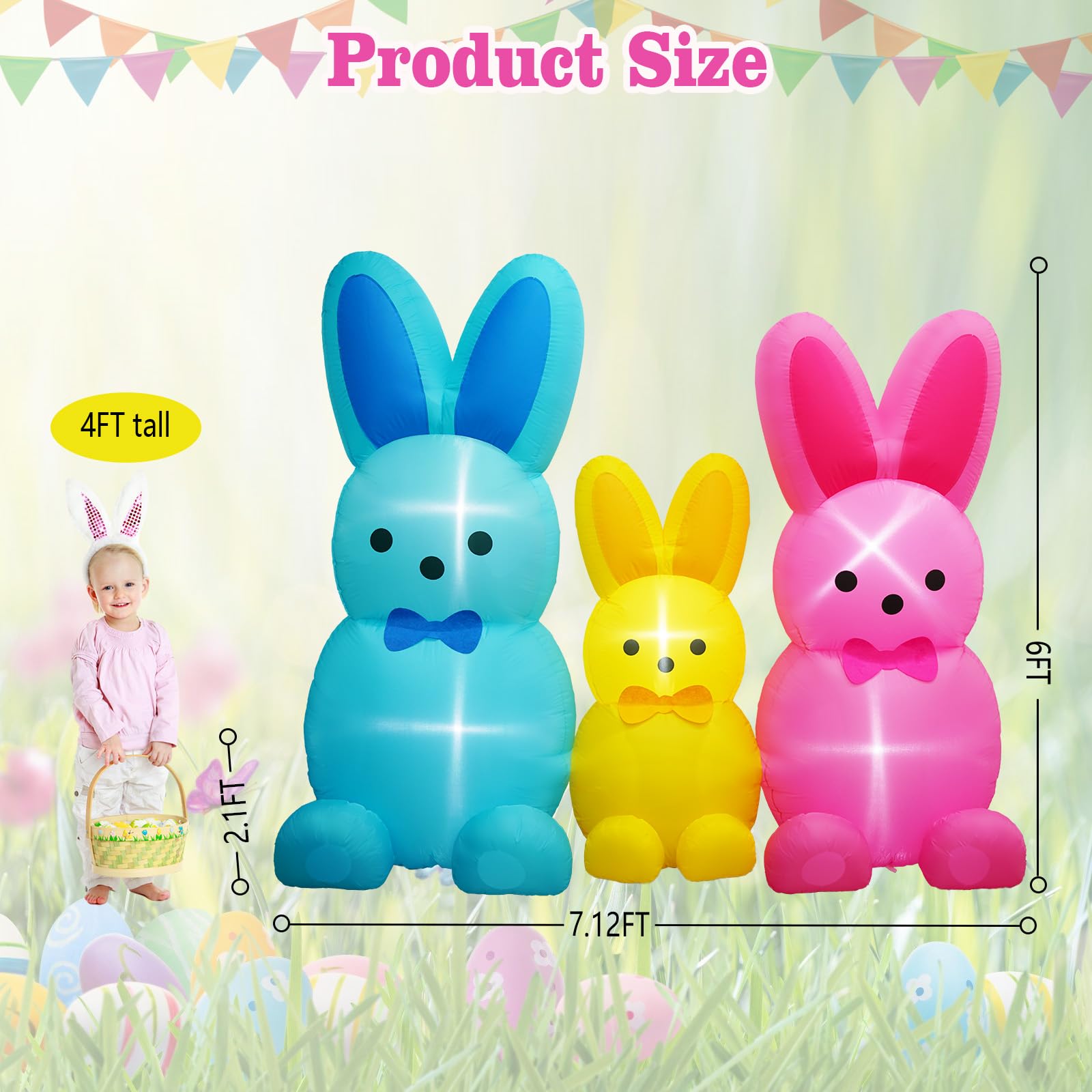 UniqSeason bunny inflatable with five LEDs brightening outdoor gatherings