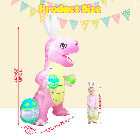 UniqSeason inflatable T-Rex with six LED lights for night-time visibility.