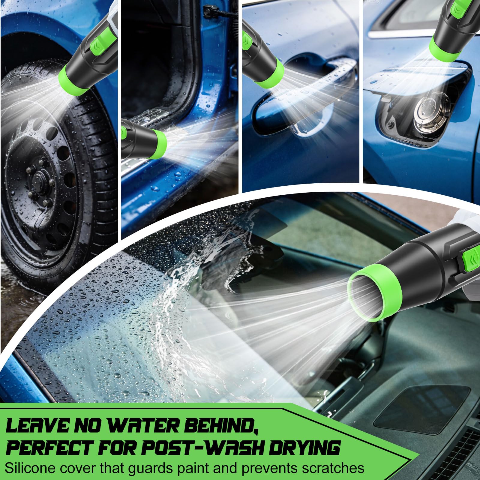 Uniqwamo silicone-band protects paint while guiding air for gentler surface contact
