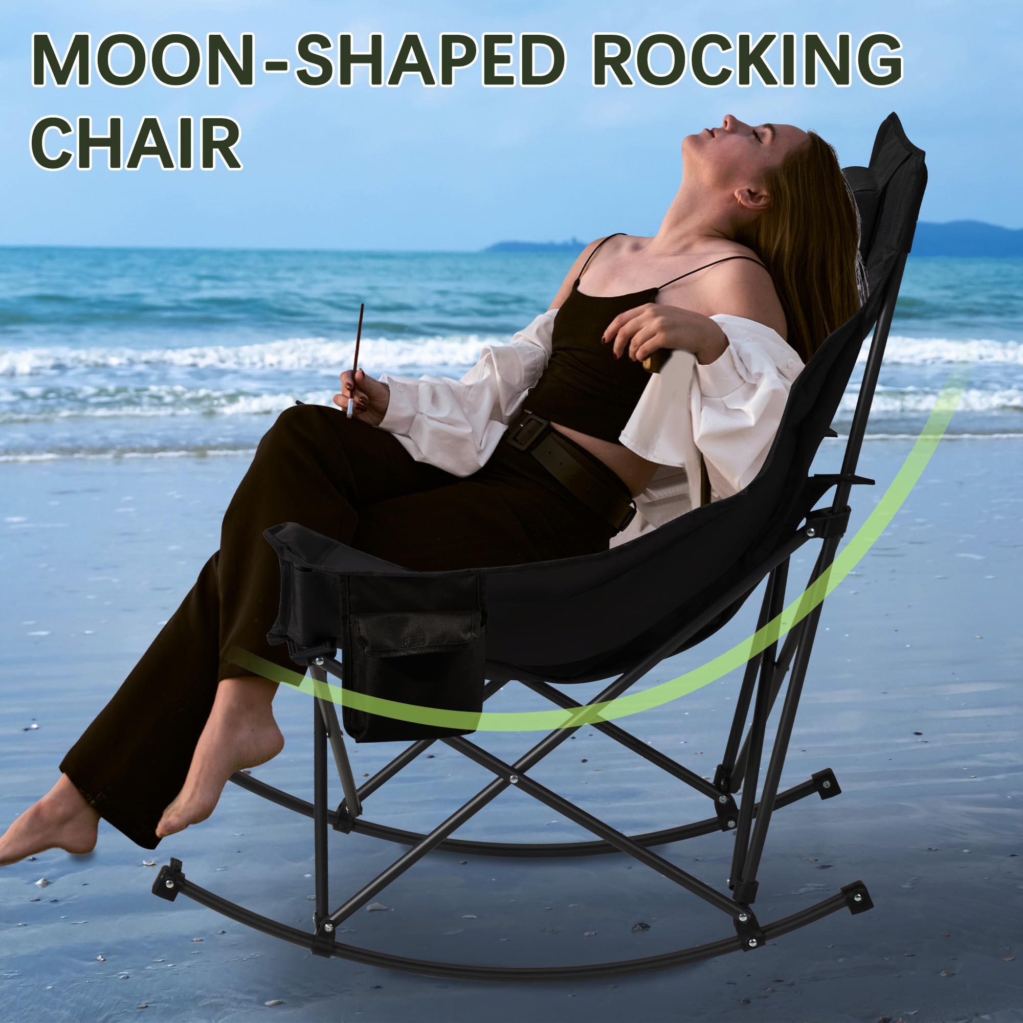 Unisakey oversized rocking chair with 600D fabric: wipe-clean and weather-ready.