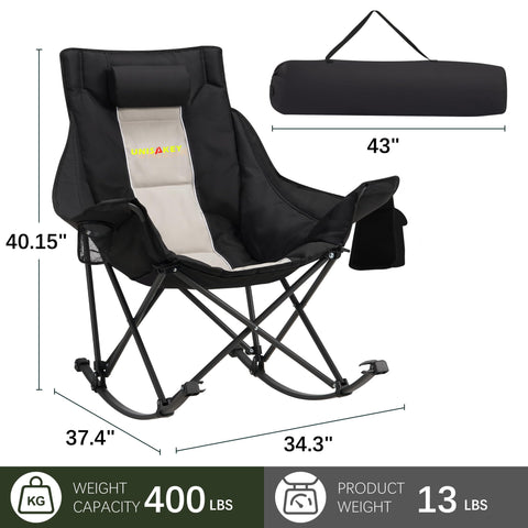 Unisakey oversized rocking chair with cup holder: convenient drink within reach.