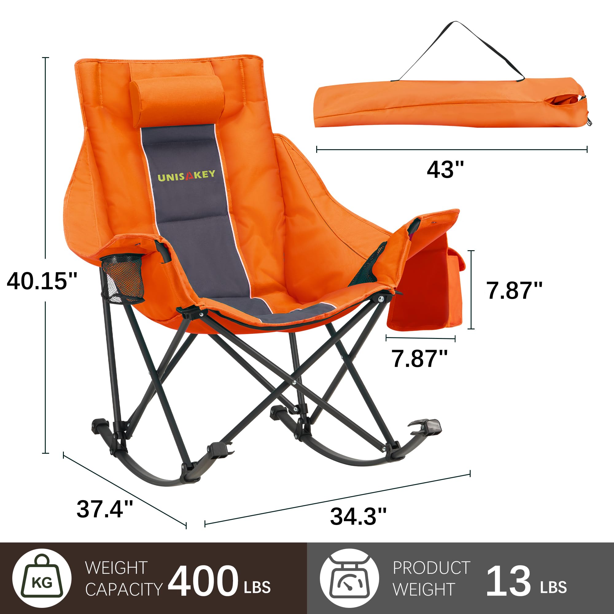 Unisakey oversized rocking chair headrest detail highlighting padding support