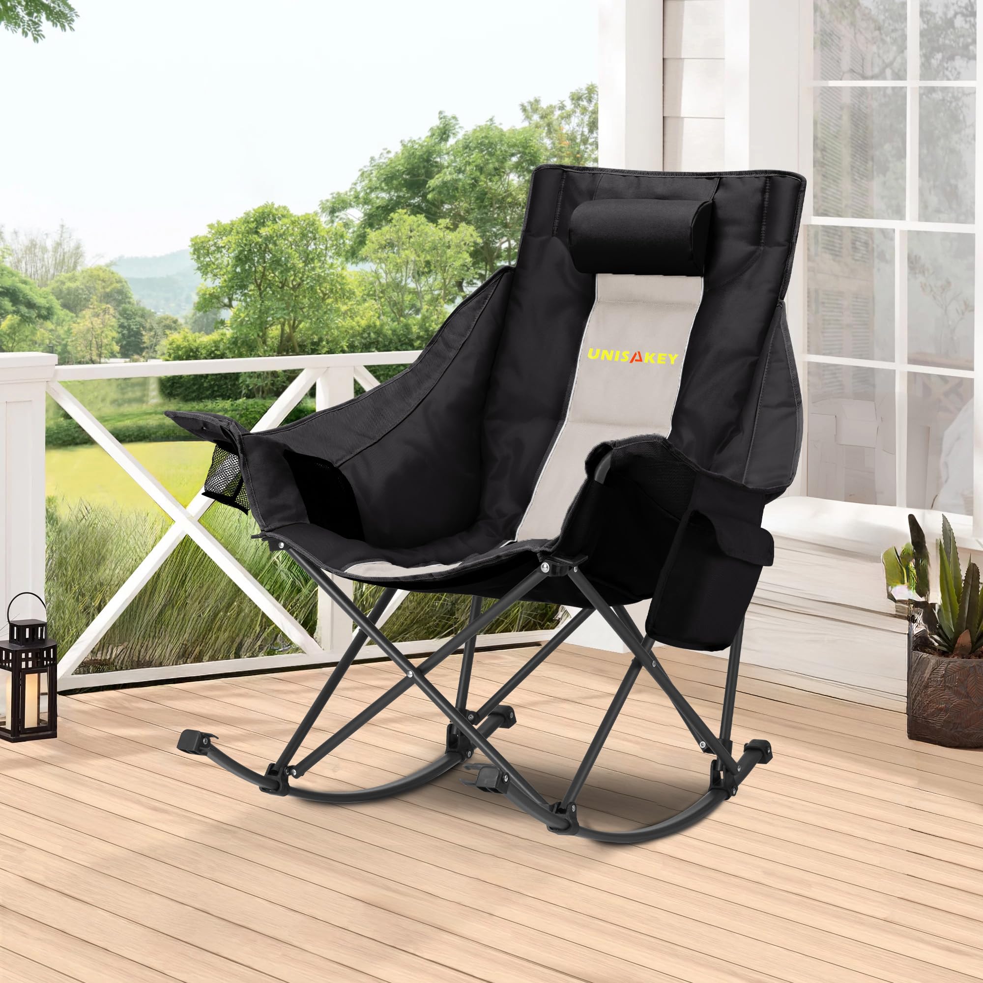 Unisakey oversized rocking chair with headrest: comfortable support after a long day.