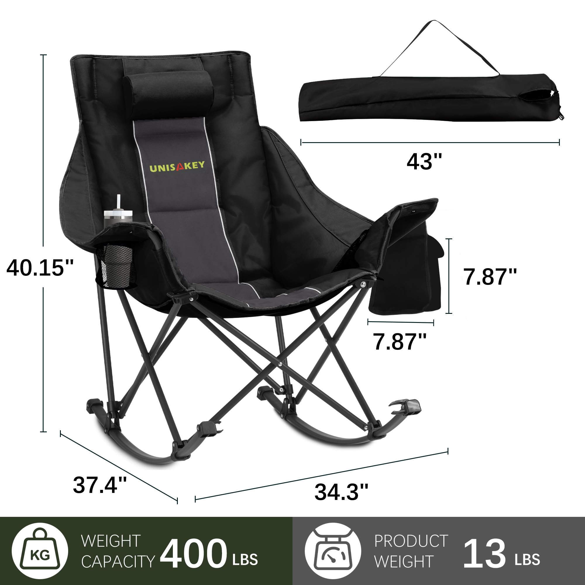 Unisakey oversized chair shows side pockets ideal for phones and snacks.