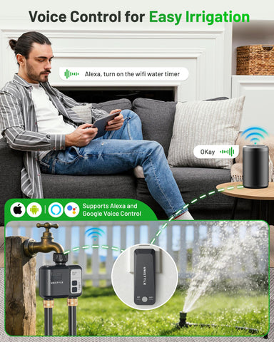 Unistyle 2-zone irrigation setup enables tailored watering for different garden areas.