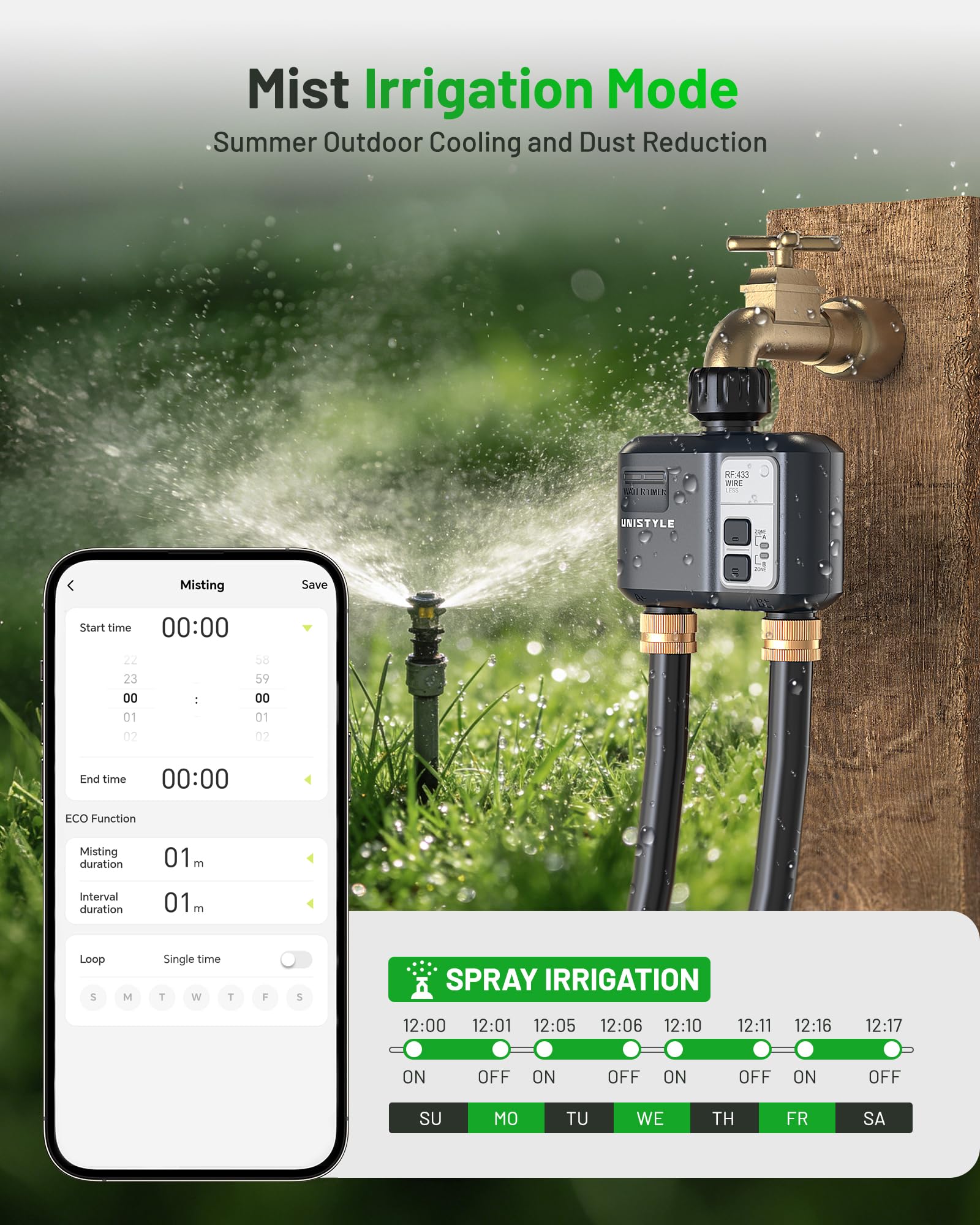 Unistyle manual watering option allows on-demand irrigation without interrupting programs.