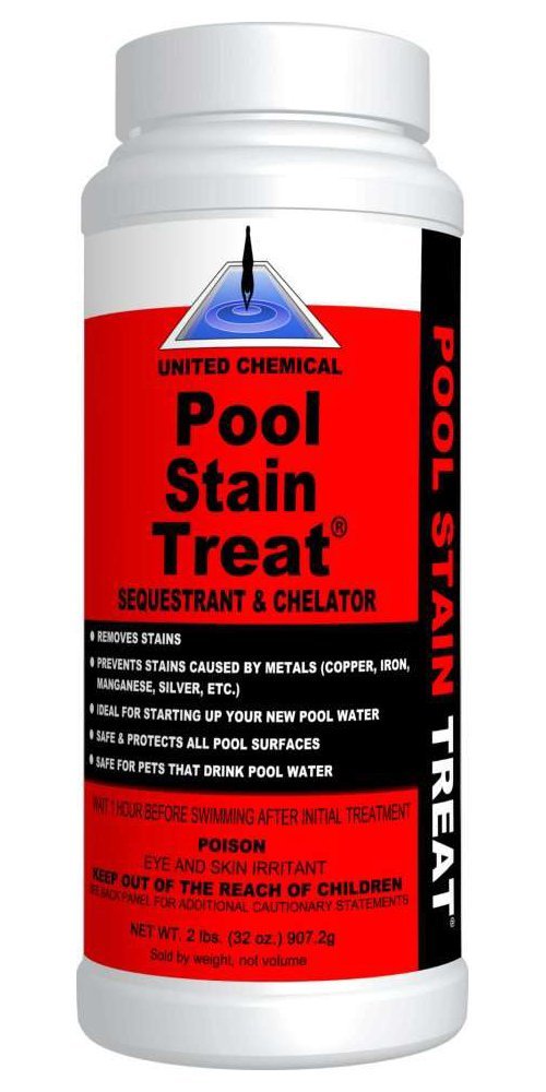 United Chemicals PST-C12 Pool Stain Treat helps prevent metal staining and keeps water clearer.