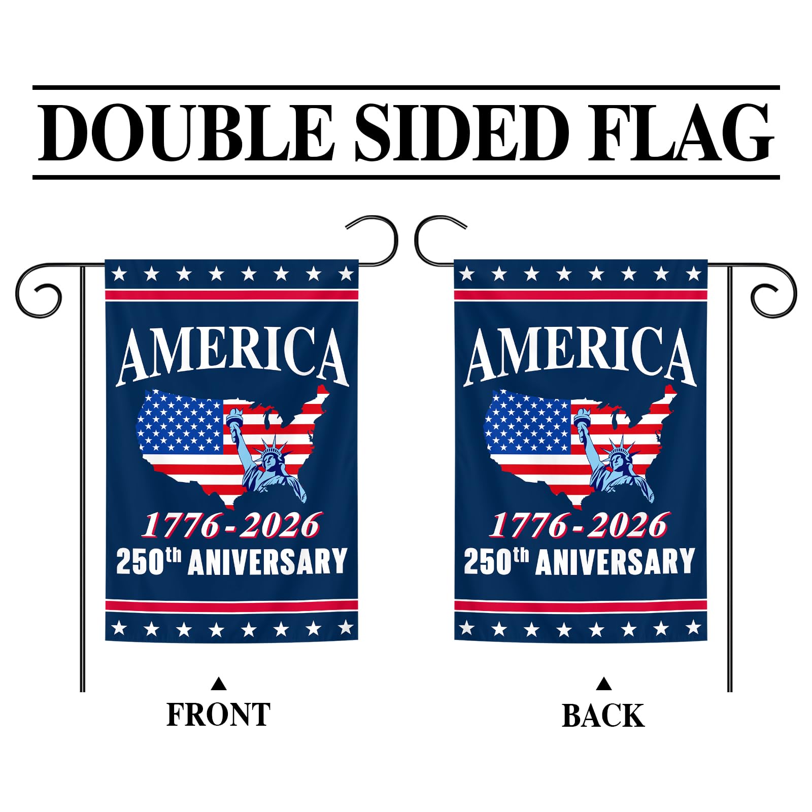 Slogans 250 Years of Freedom and Proud to Be American in bright print