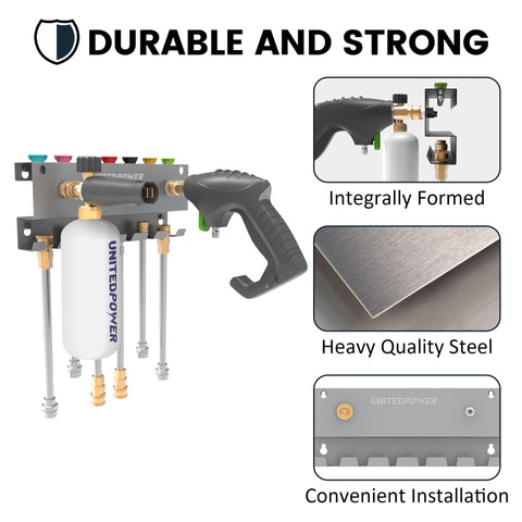 UNITEDPOWER wand organizer keeps extensions organized and ready for any job.