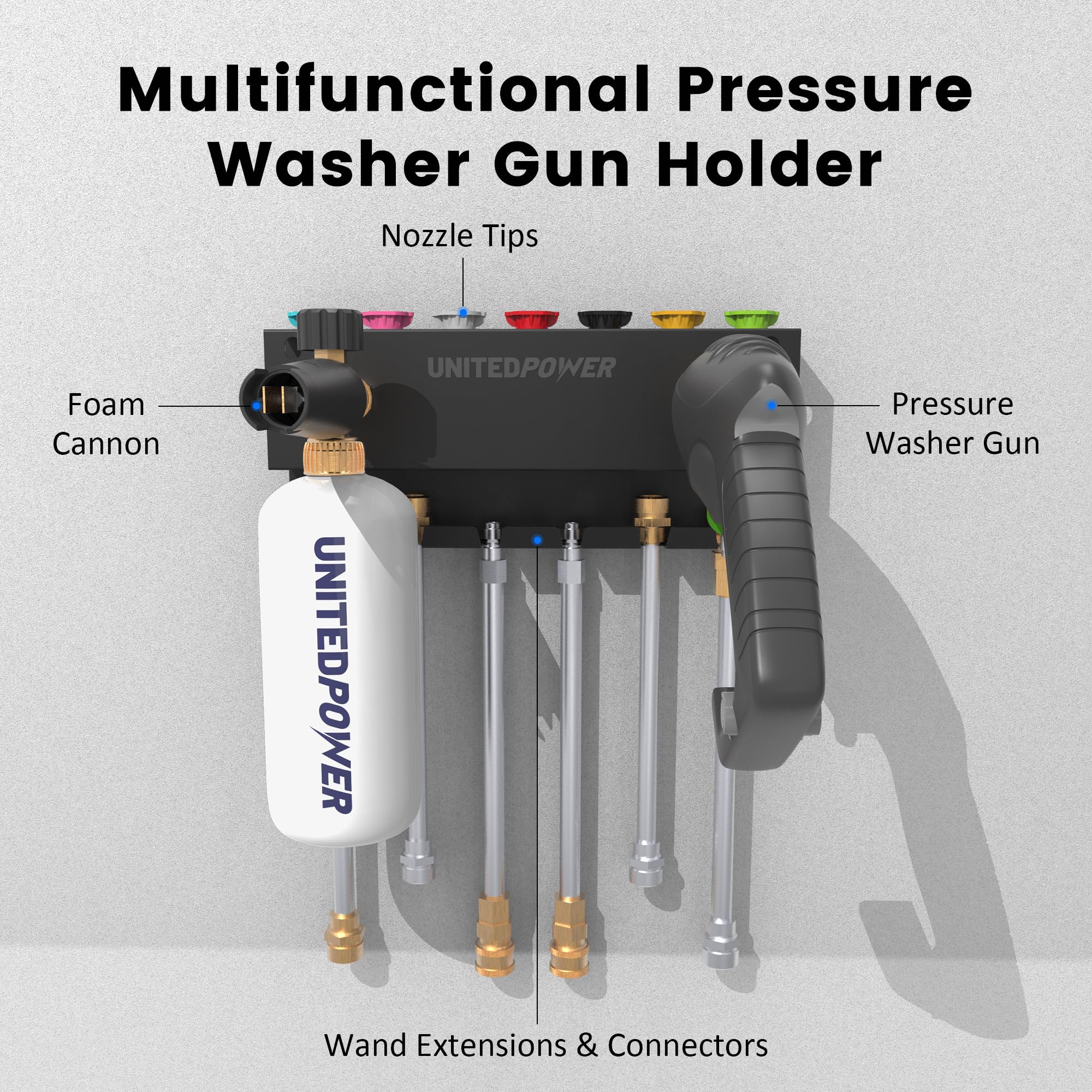 UNITEDPOWER tool storage rack for pressure washer tips keeps accessories organized
