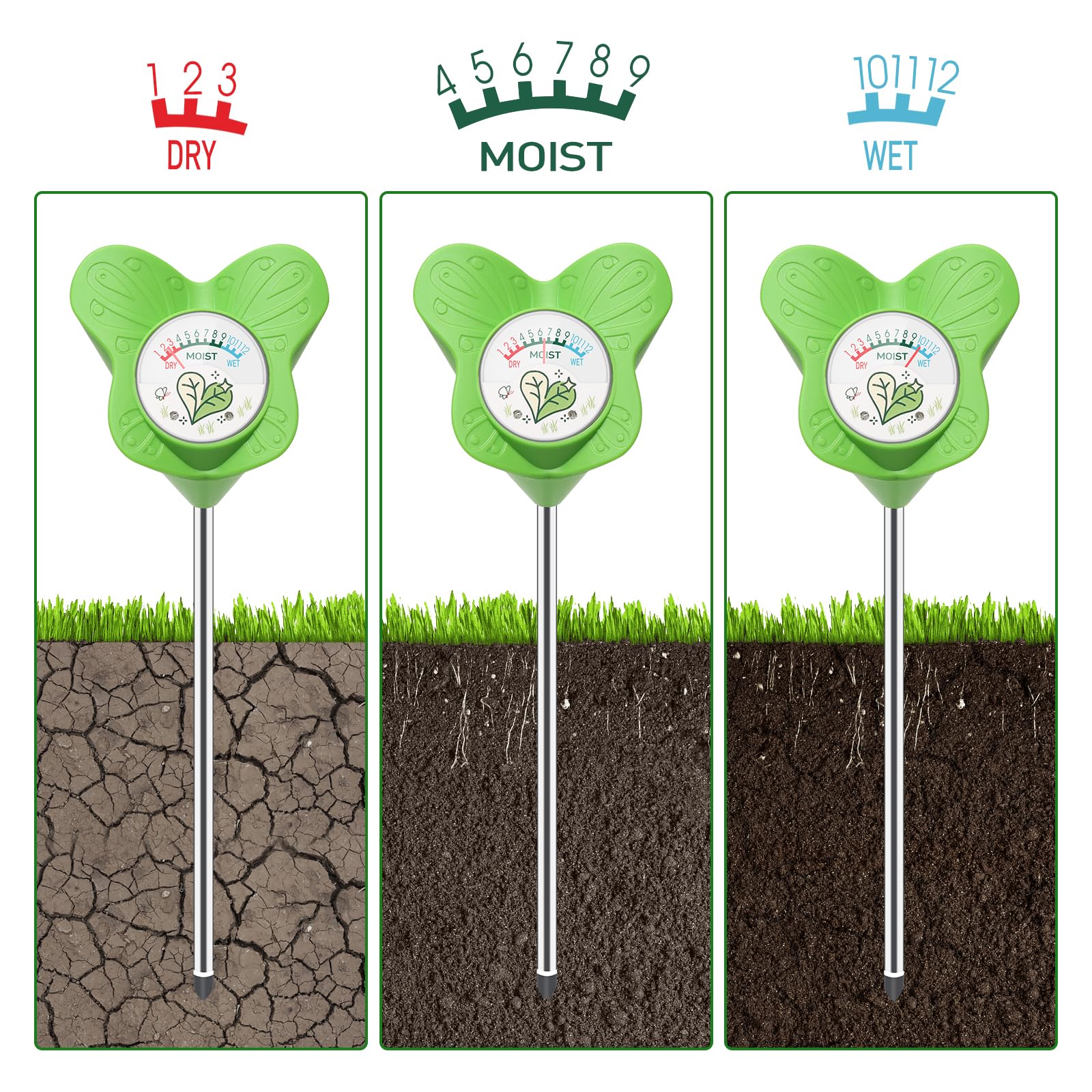 UNIWA meter among indoor plants demonstrates easy, no-sensor setup for gardeners.