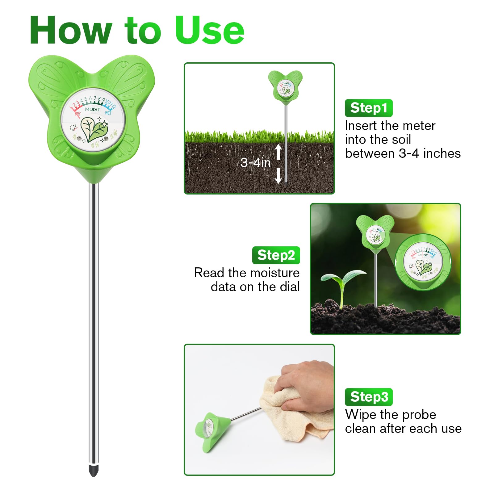 UNIWA meter in outdoor garden shows versatile use for lawns and beds.