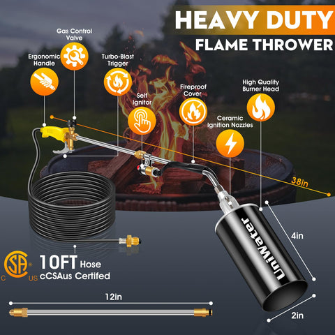 UniWater 10ft CSA-listed hose providing extended reach for yard work.