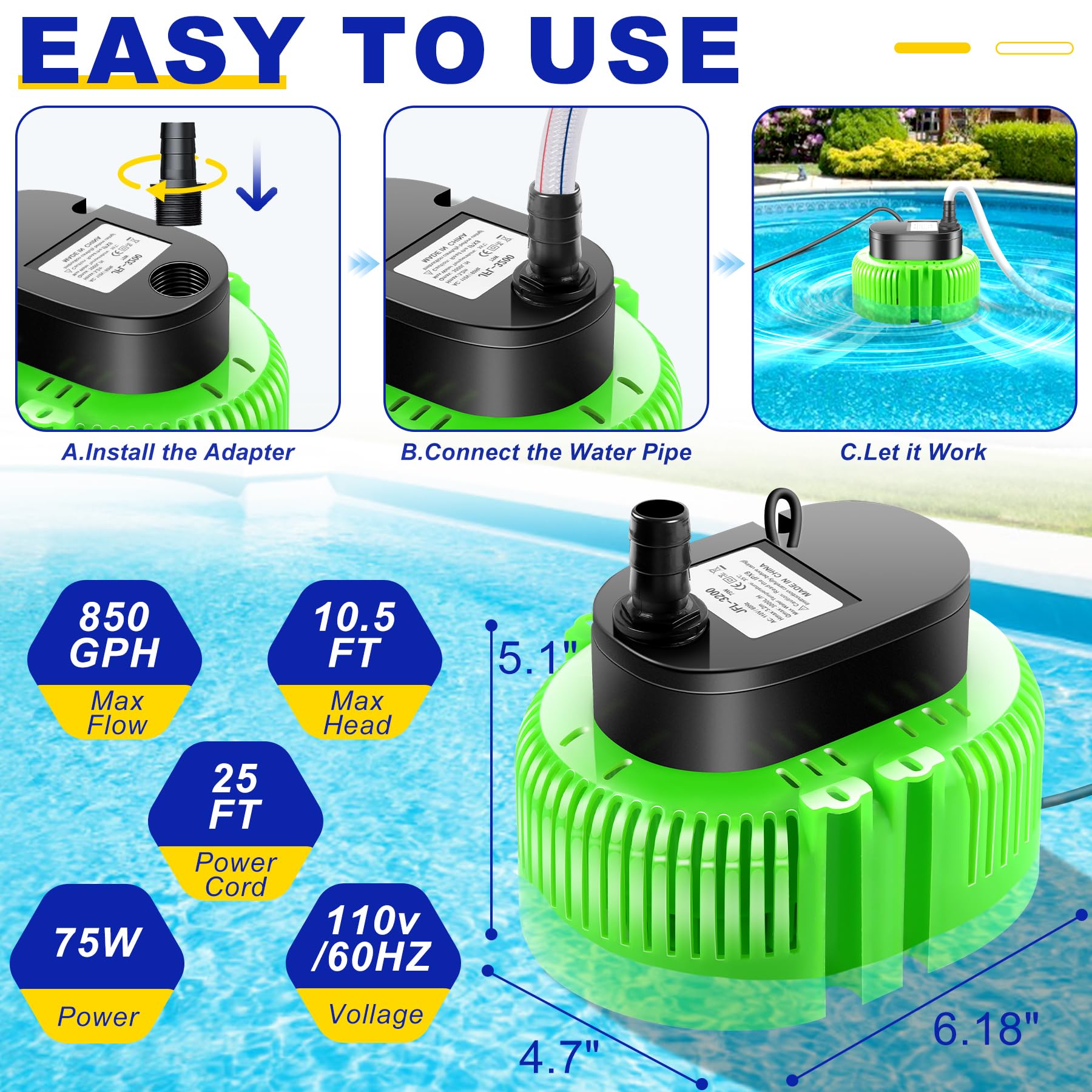 UniWater mesh bag protects the pump from leaves and waste