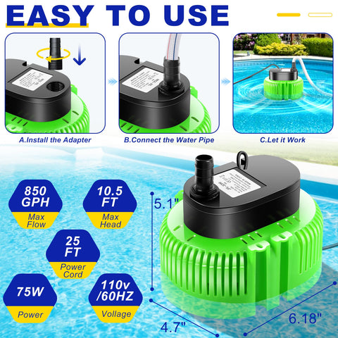 UniWater mesh bag protects the pump from leaves and waste