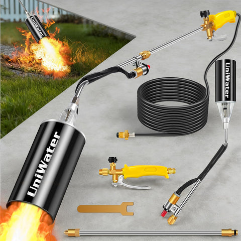 UniWater upgraded propane torch with automatic ignition for quick starts and precise flame control.