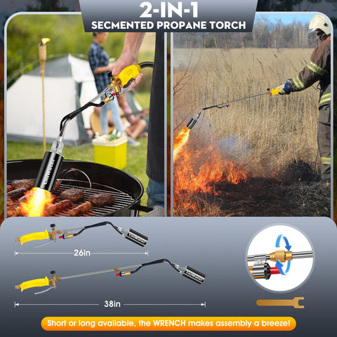 UniWater wide flame nozzle delivering even heat across weed beds and edges.