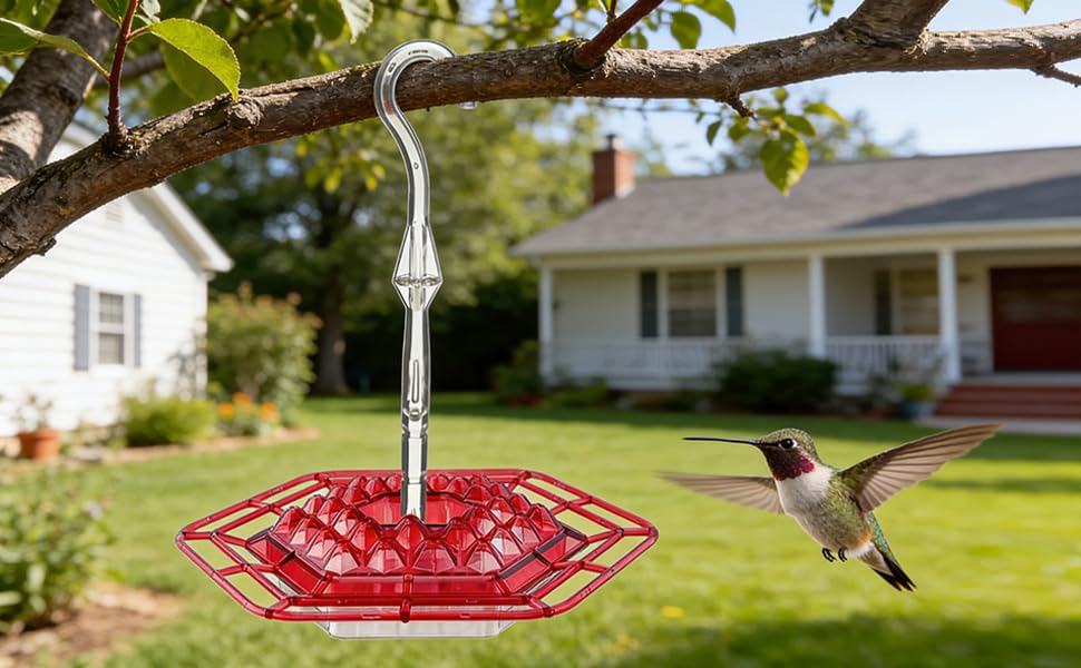 UNJUICE hummingbird feeder shatterproof build handles windy days.