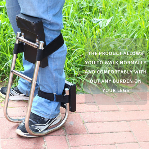Unmake knee seat assists in farm or garden chores