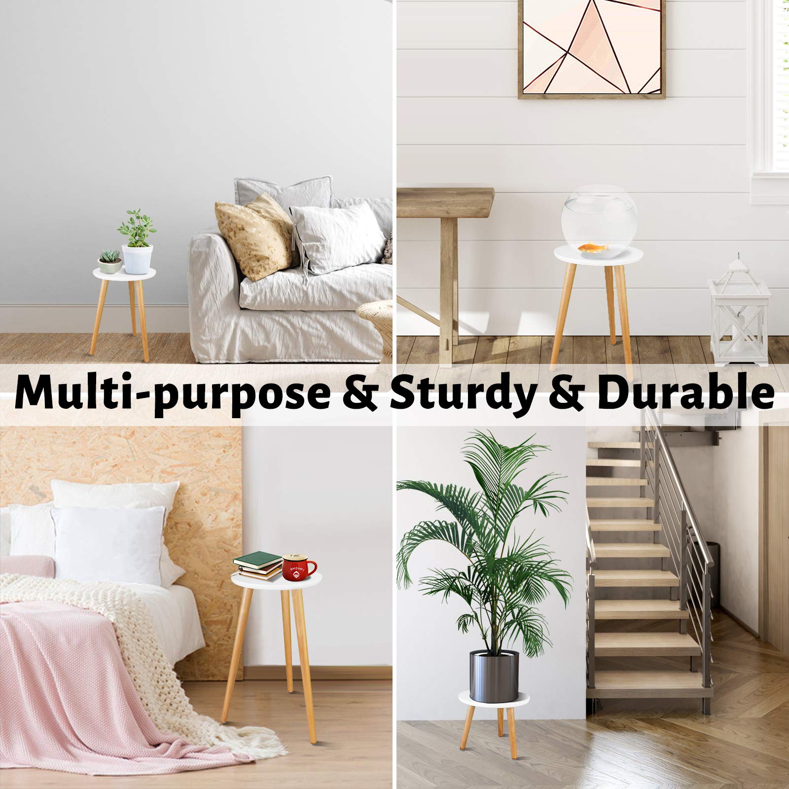 Uneedem plant stand is versatile for plants, books, or cups.