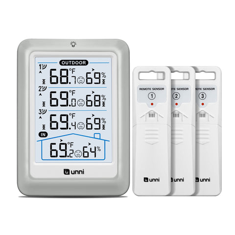 U UNNI indoor outdoor thermometer with 4-5 inch display for easy real-time readings.