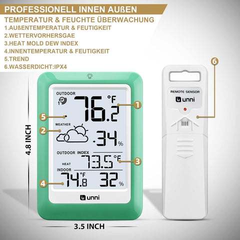 U UNNI weather indicators include dew point and mold index for informed decisions.