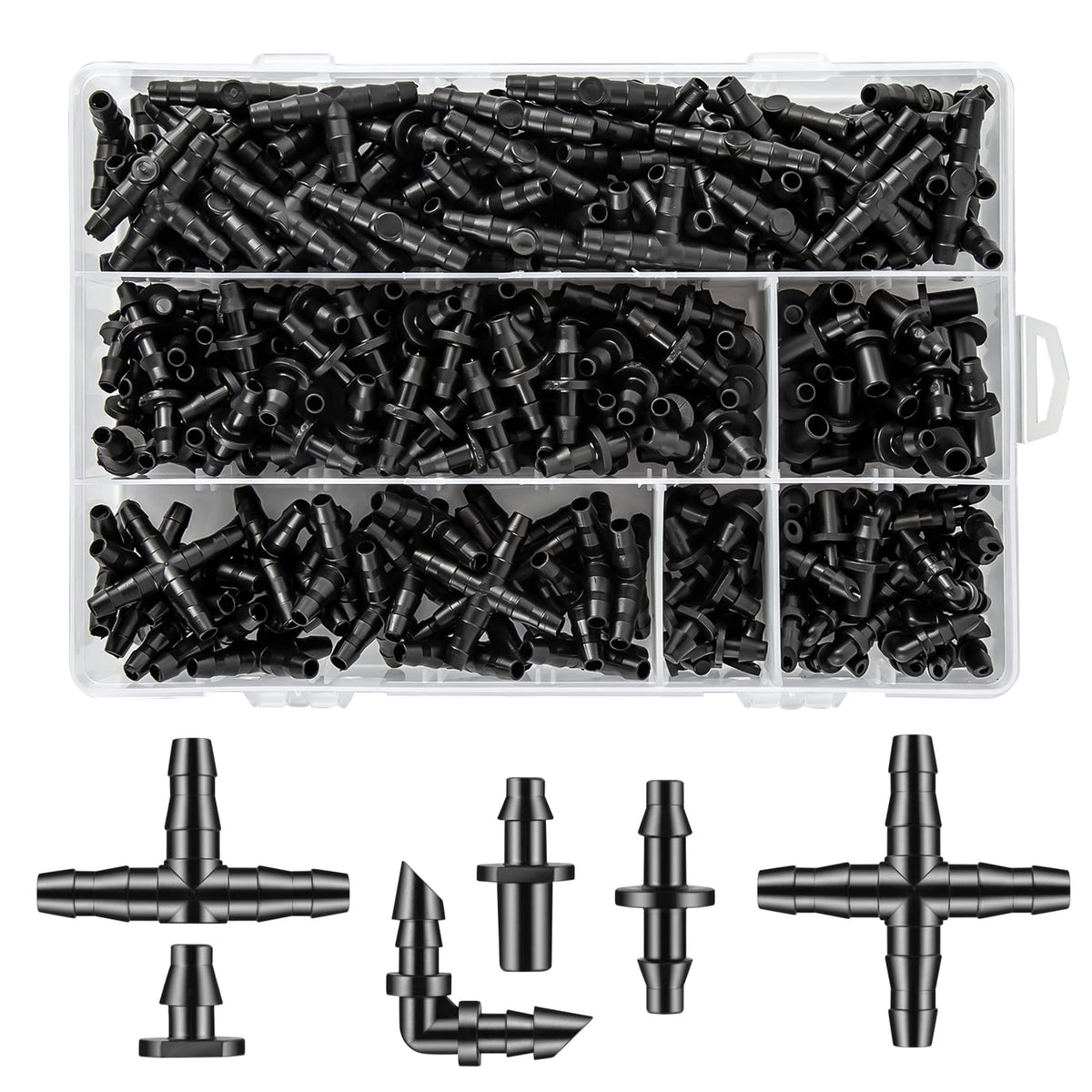 Unoutur drip fittings kit contents for versatile garden irrigation setup.