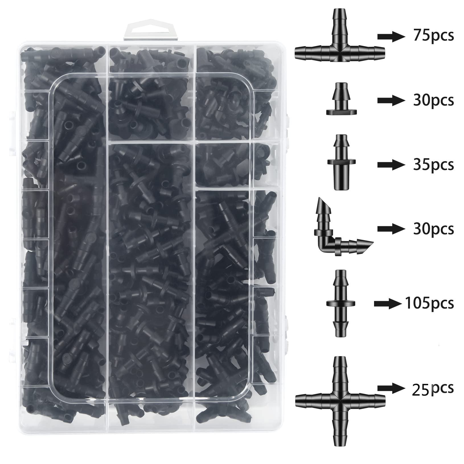 Unoutur oblique barbed 4-way connector expands watering options.