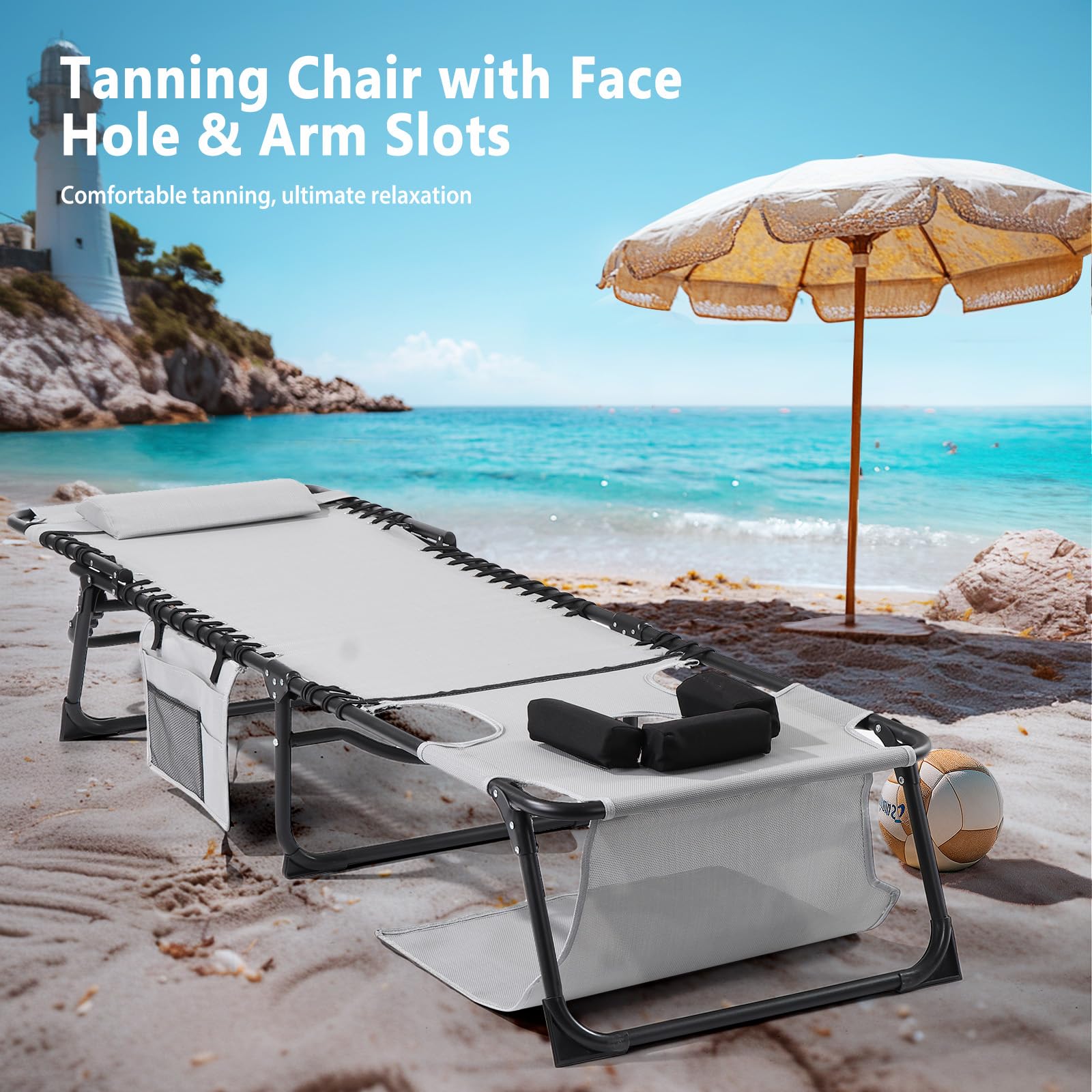 Breathable Teslin mesh on Unovivy lounge chair keeps you cool.
