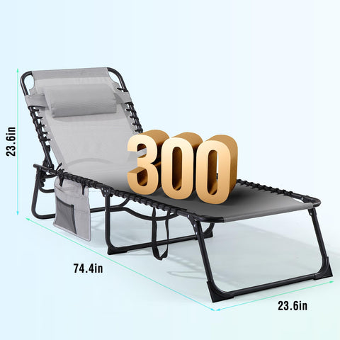 Five-position reclining back on Unovivy chair for versatile sun lounging.