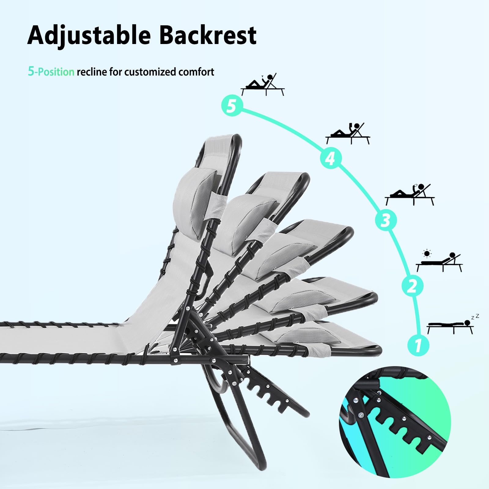 No-assembly Unovivy chair unfolds in seconds for easy relaxation.