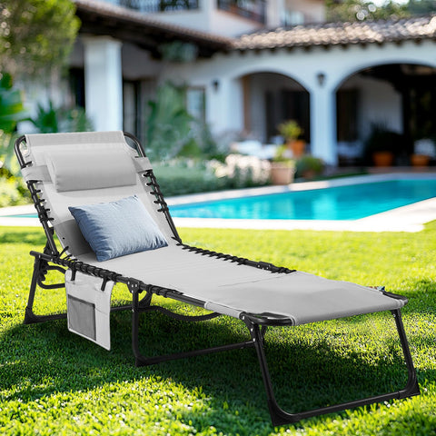 Unovivy Teslin folding outdoor lounge chair demonstrates portable design.