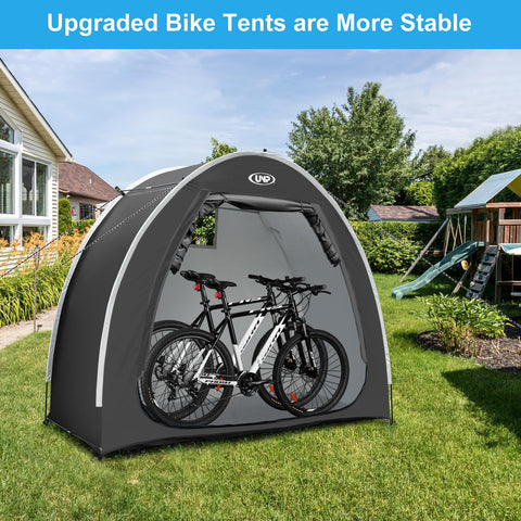UNP bike storage shed tent folded bag shows portable travel readiness.
