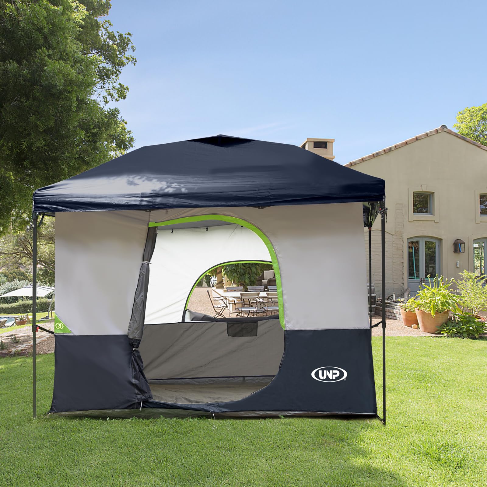 UNP camping cube contents shown including tent stakes and carry bag