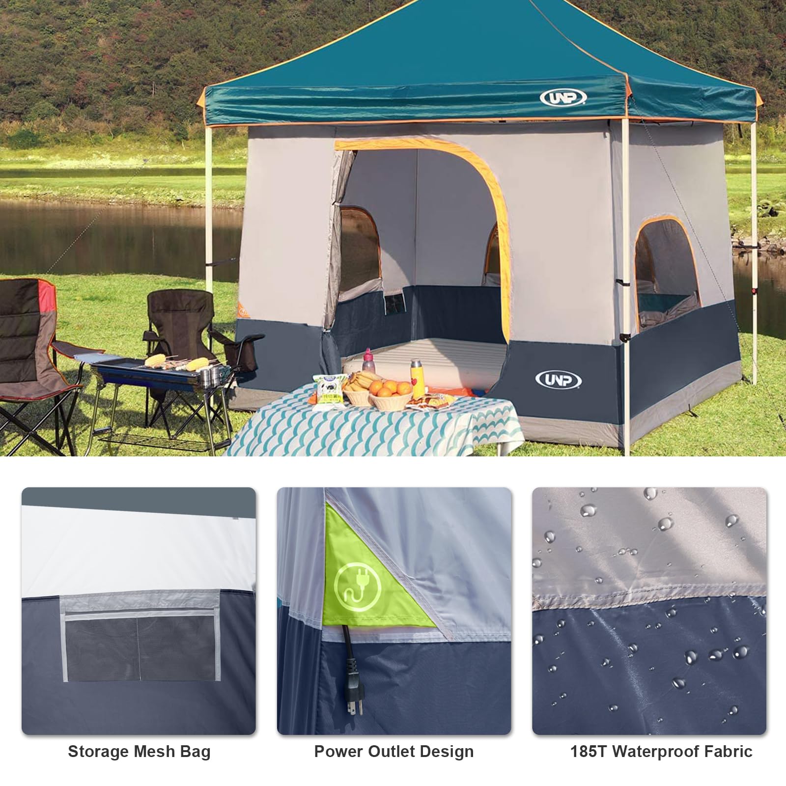 UNP camping cube easy one person attachment to canopy frame
