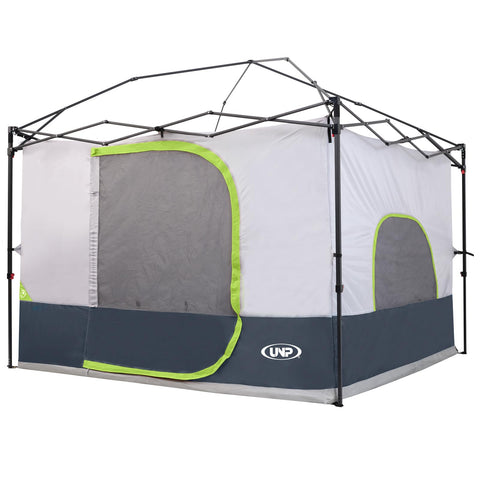 UNP camping cube inner tent setup inside a 10x10 canopy for car camping