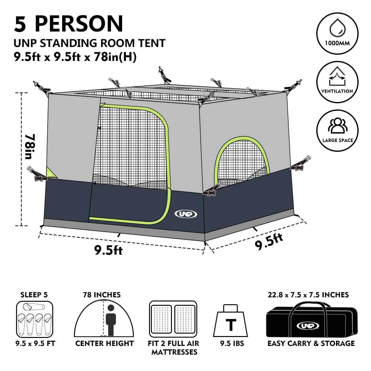 UNP camping cube sun and rain protection with UV shielding