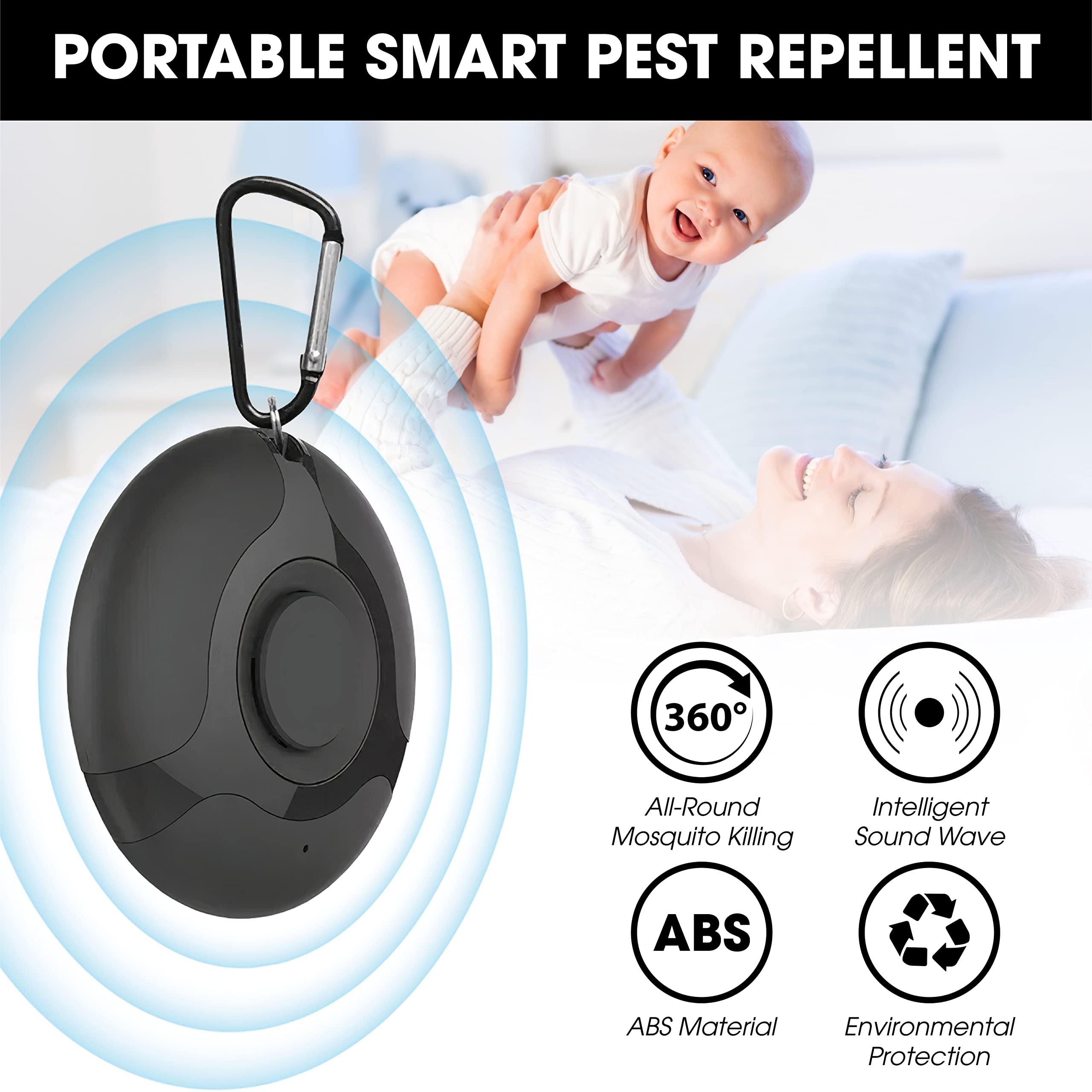 Unves Black Ultrasonic Tick & Flea Repeller compact design enables easy transport.