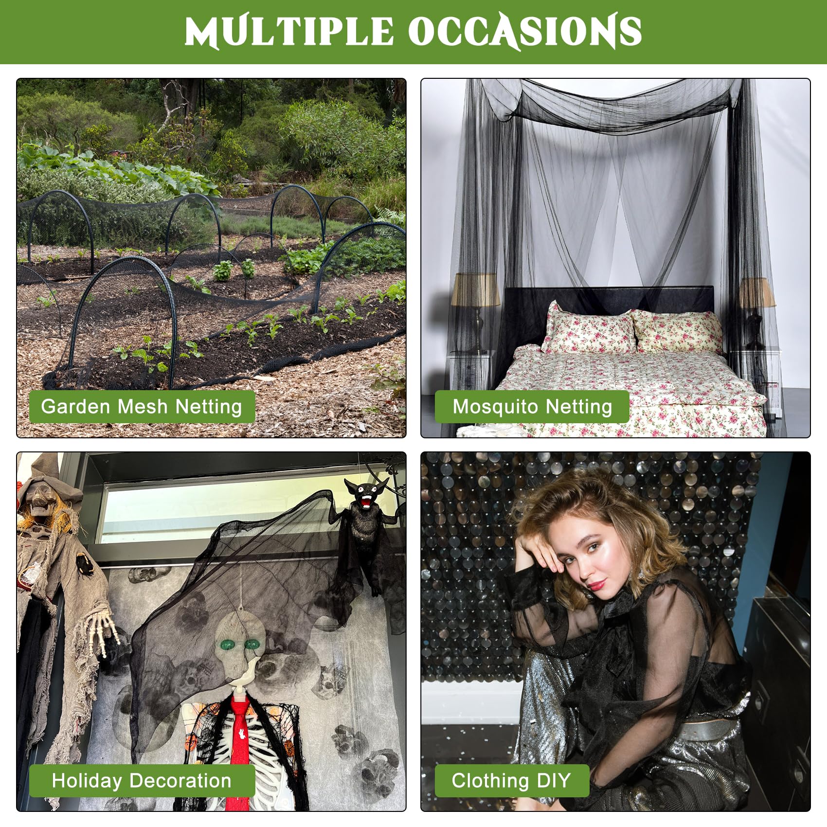 Unves garden cover netting can be hung indoors or on a bed.