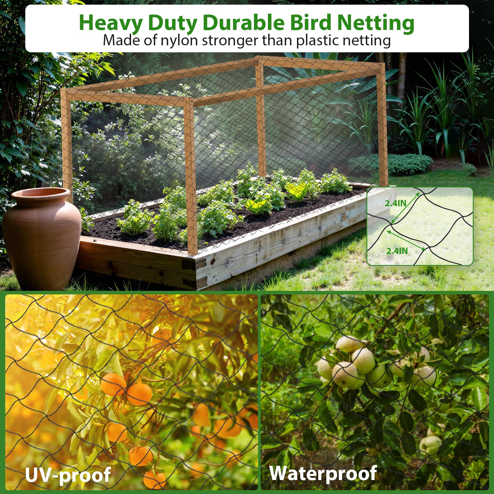 Unves garden protection netting blocks animal access around plants
