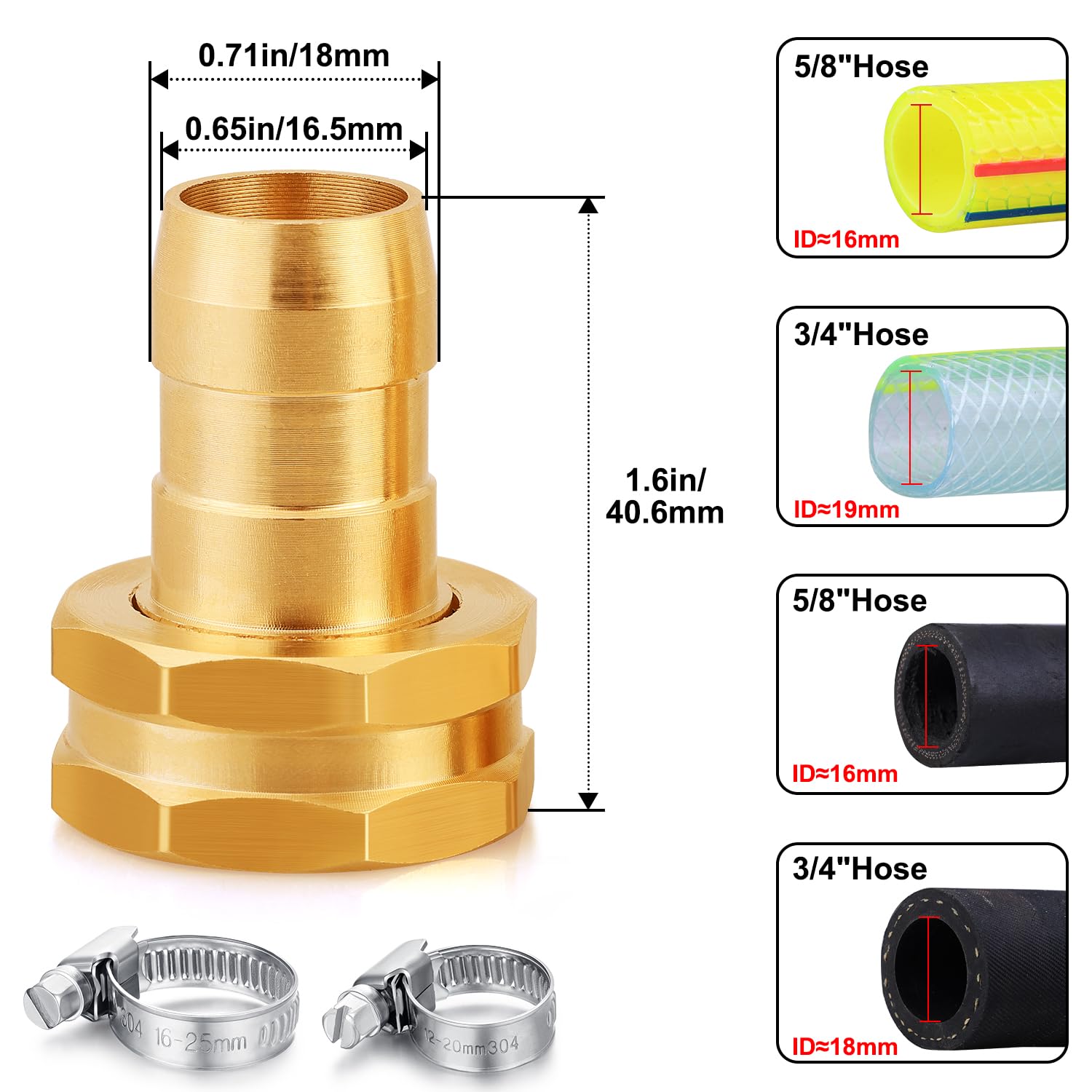 UNWAVER brass 3/4-inch garden hose thread connector close-up