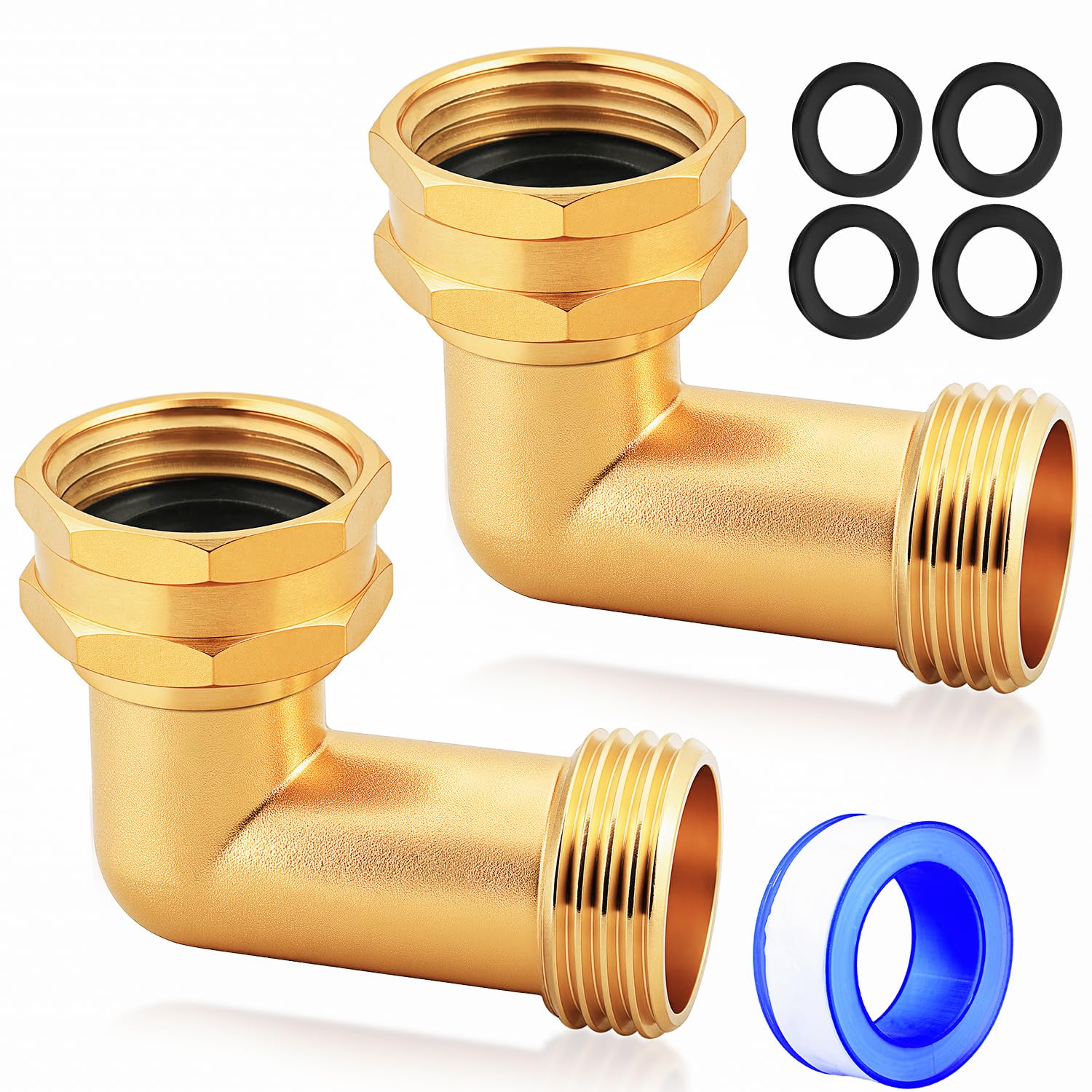 UNWAVER brass 90-degree hose elbow enables tight RV connections