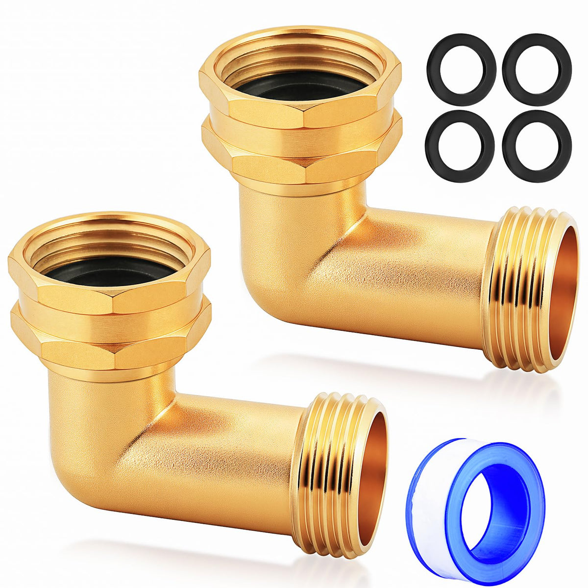 UNWAVER brass 90-degree hose elbow enables tight RV connections