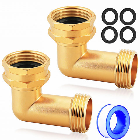 UNWAVER brass 90-degree hose elbow enables tight RV connections