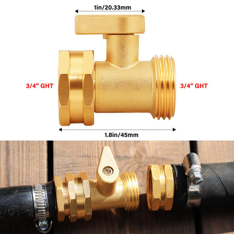 UNWAVER brass ball valve with 3/4 GHT threads ensures secure hose connections.