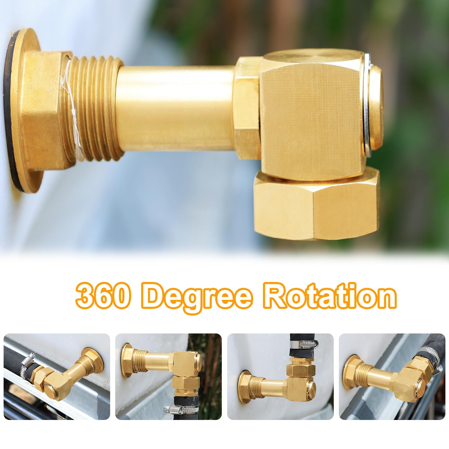 UNWAVER brass 3/4 GHT internal-thread connector for secure hose-to-reel fit.