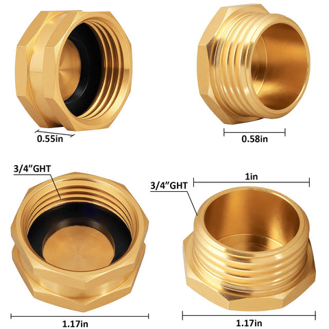UNWAVER brass end cap with washers for secure garden hose connections