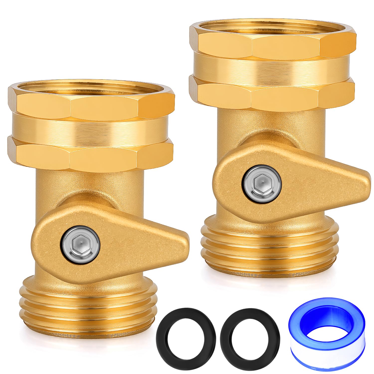 UNWAVER garden hose shut-off valve brass connector 2-pack for precise water control.