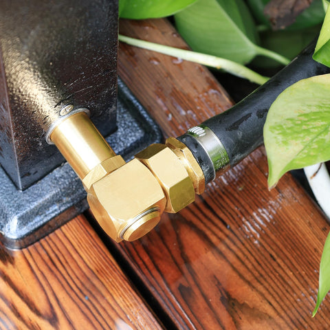 UNWAVER durable brass components for outdoor hose reel assemblies.